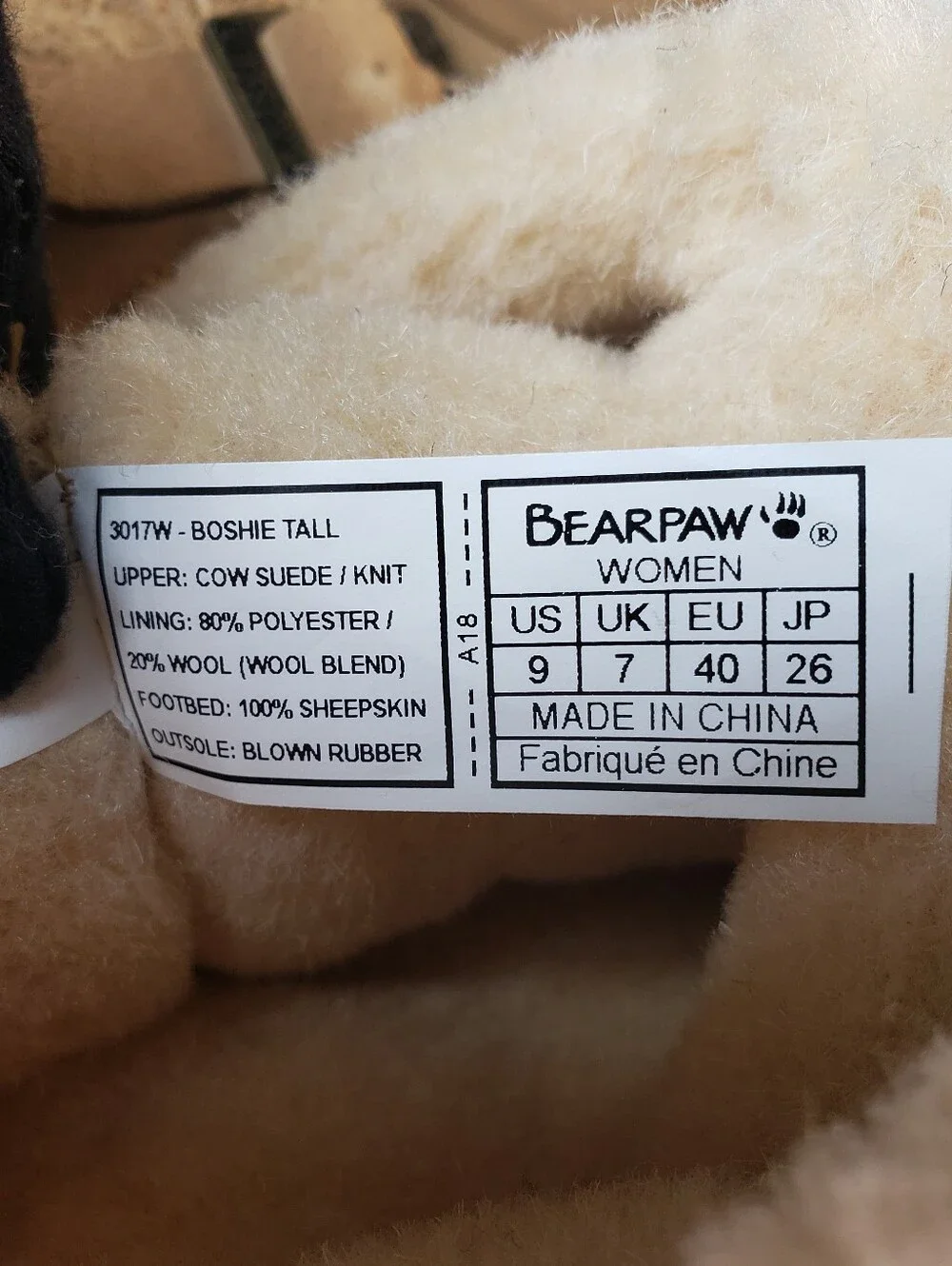 BearPaw 'Boshie' Tall Cow Suede & Knit Boots style 3017W in Tan - Women's size 9